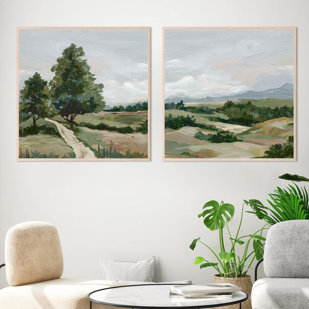 Quiet Path Through Open Fields & Gentle Hills Under Cloudy Skies, Set Of 2-by-Lera-wall-art-print-canvas-poster-framed-Gioia
