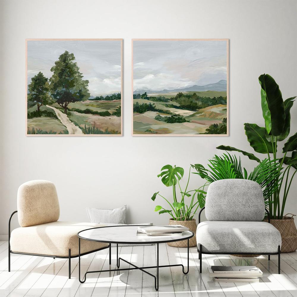 Quiet Path Through Open Fields & Gentle Hills Under Cloudy Skies, Set Of 2-by-Lera-wall-art-print-canvas-poster-framed-Gioia
