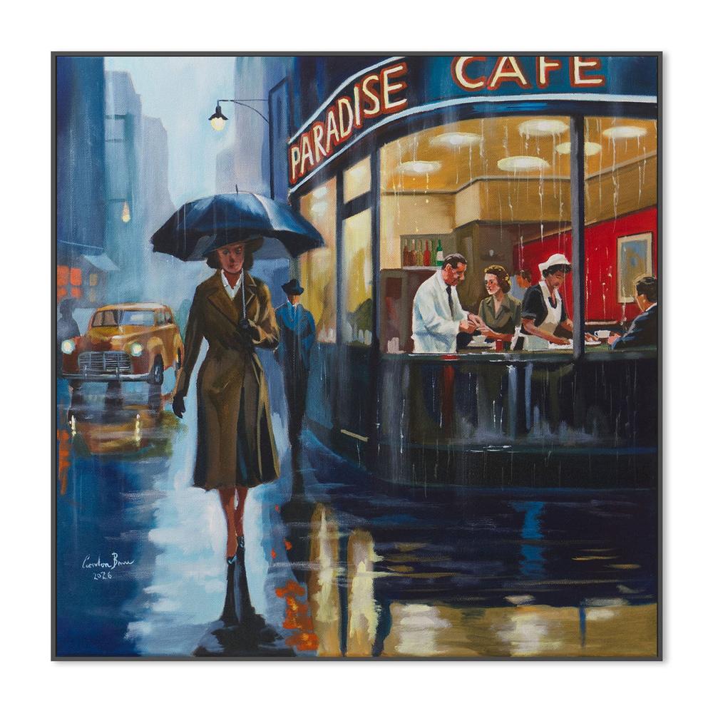 Rainy City Cafe-by-Gordon Bruce-wall-art-print-canvas-poster-framed-Gioia