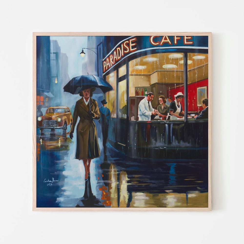 Rainy City Cafe-by-Gordon Bruce-wall-art-print-canvas-poster-framed-Gioia