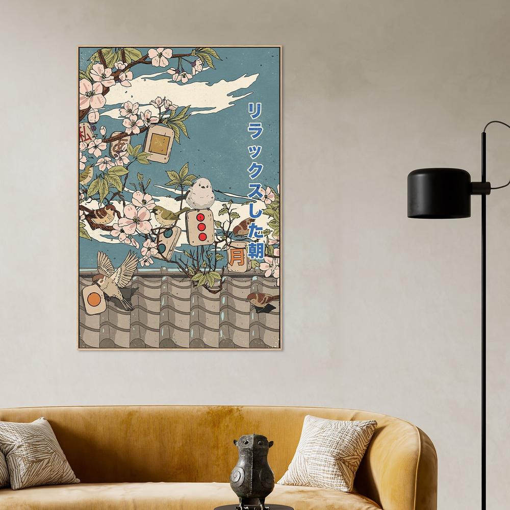 Relaxed Morning Birds and Blossoms-by-Nicholas-wall-art-print-canvas-poster-framed-Gioia