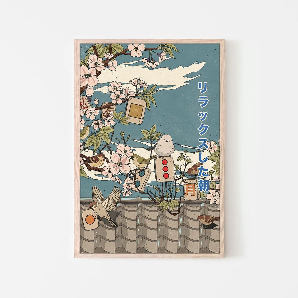 Relaxed Morning Birds and Blossoms-by-Nicholas-wall-art-print-canvas-poster-framed-Gioia