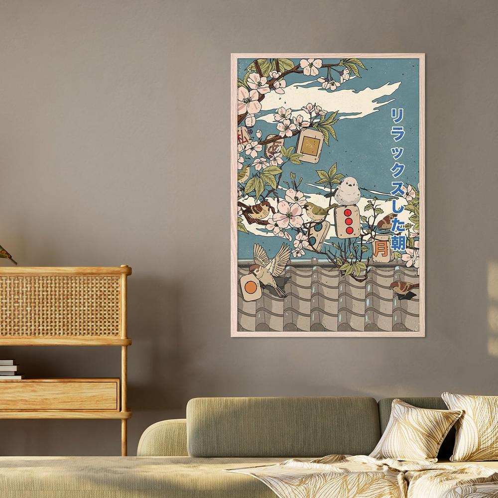 Relaxed Morning Birds and Blossoms-by-Nicholas-wall-art-print-canvas-poster-framed-Gioia