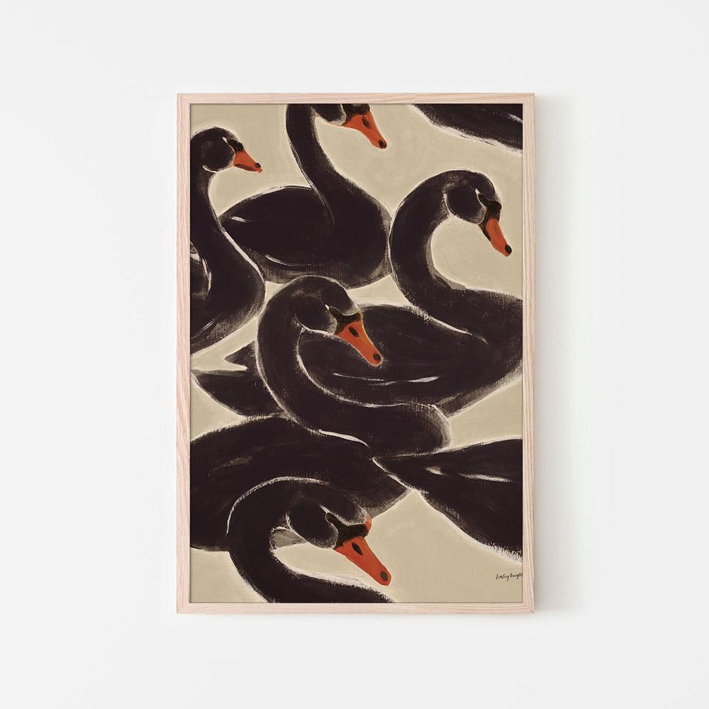 Reprieve Black Swan-by-Haley Knighten-wall-art-print-canvas-poster-framed-Gioia