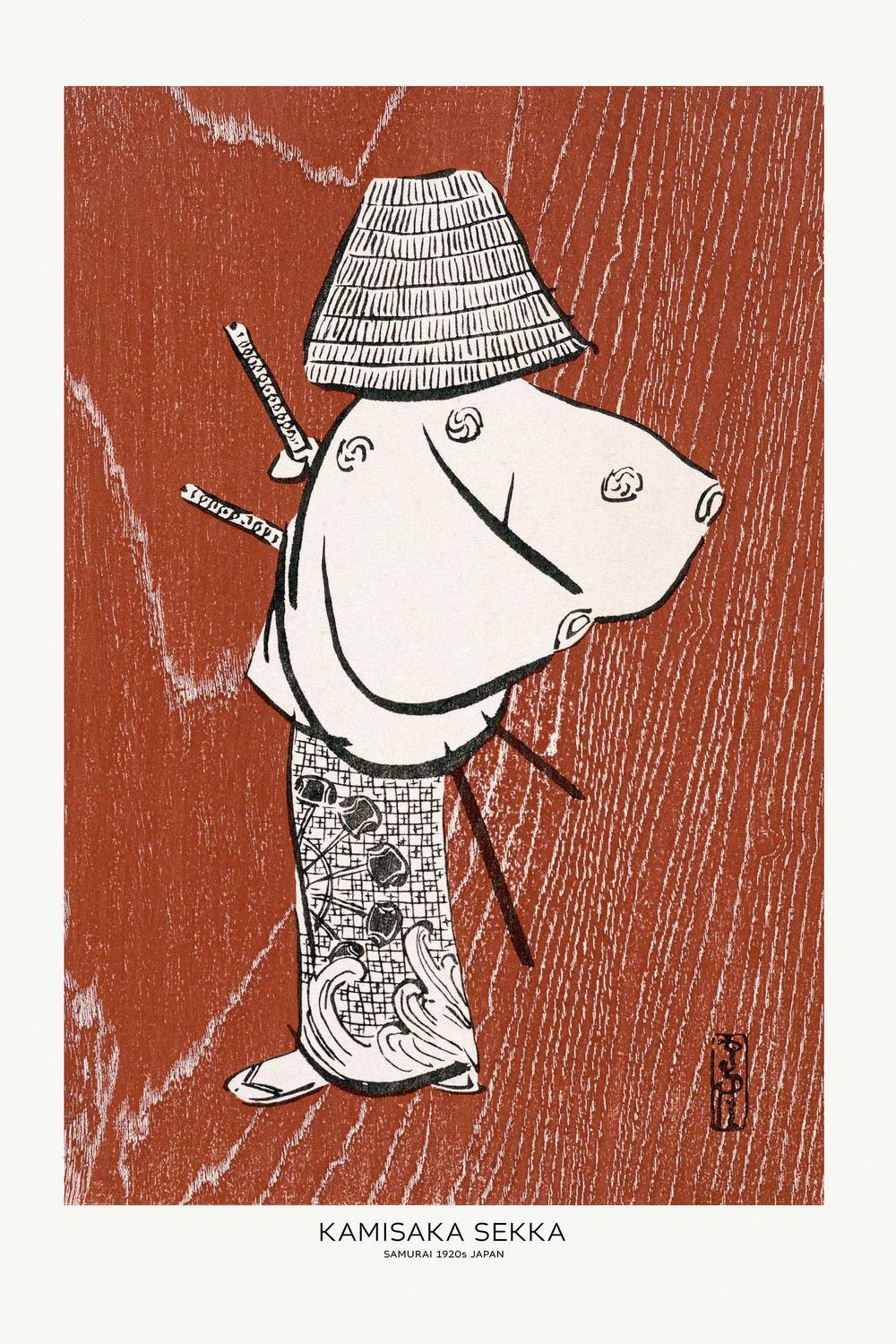 Samurai One of Four (1920s)-by-Kamisaka Sekka-wall-art-print-canvas-poster-framed-Gioia