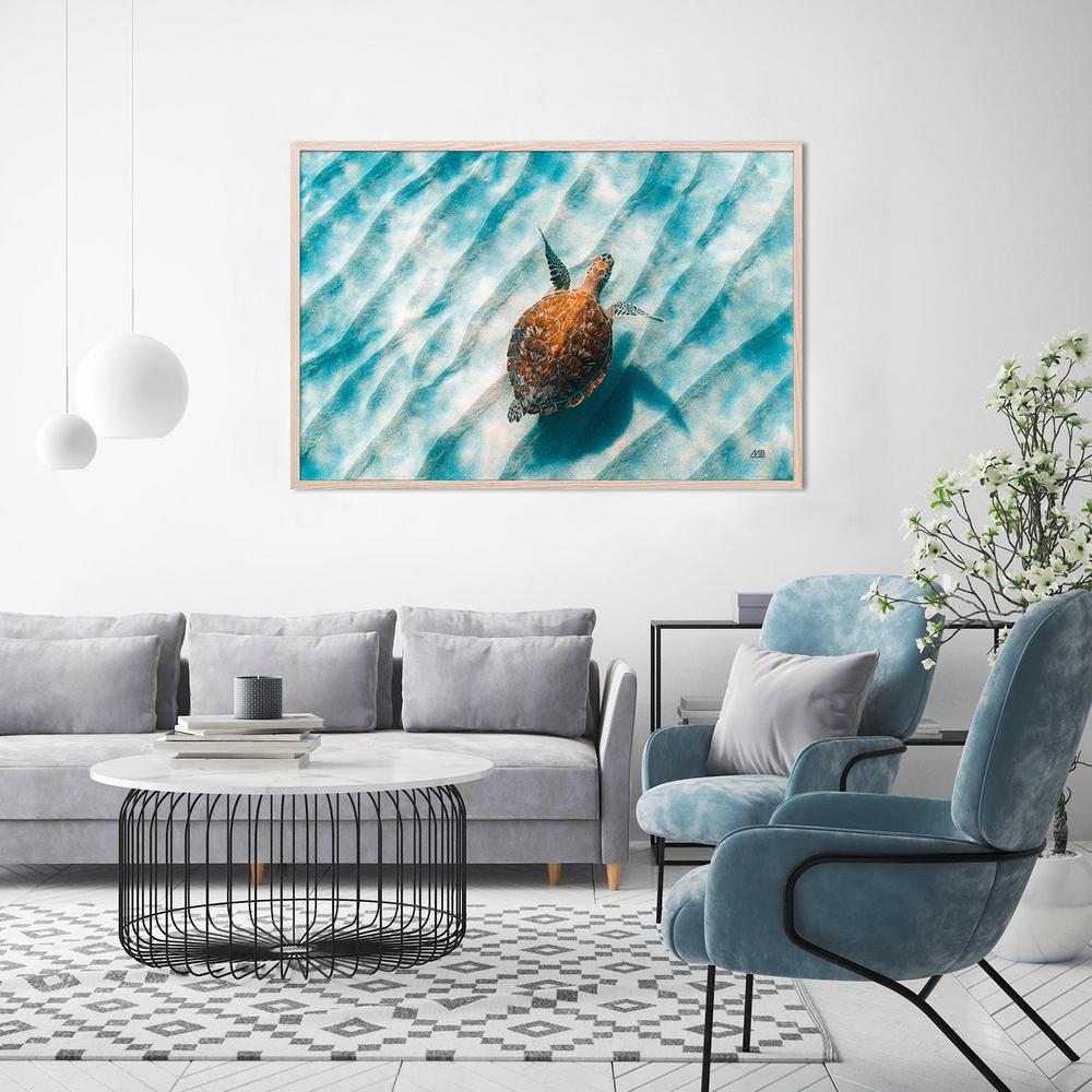 Sandbar Sea Turtle, Style B-by-Max Blakesberg Studios-wall-art-print-canvas-poster-framed-Gioia