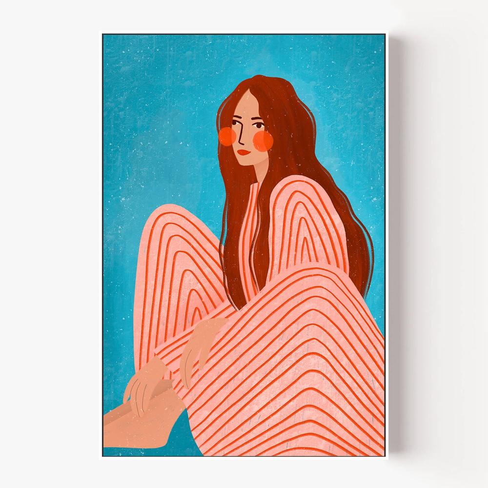 Serene Striped Woman-by-Bea Muller-wall-art-print-canvas-poster-framed-Gioia
