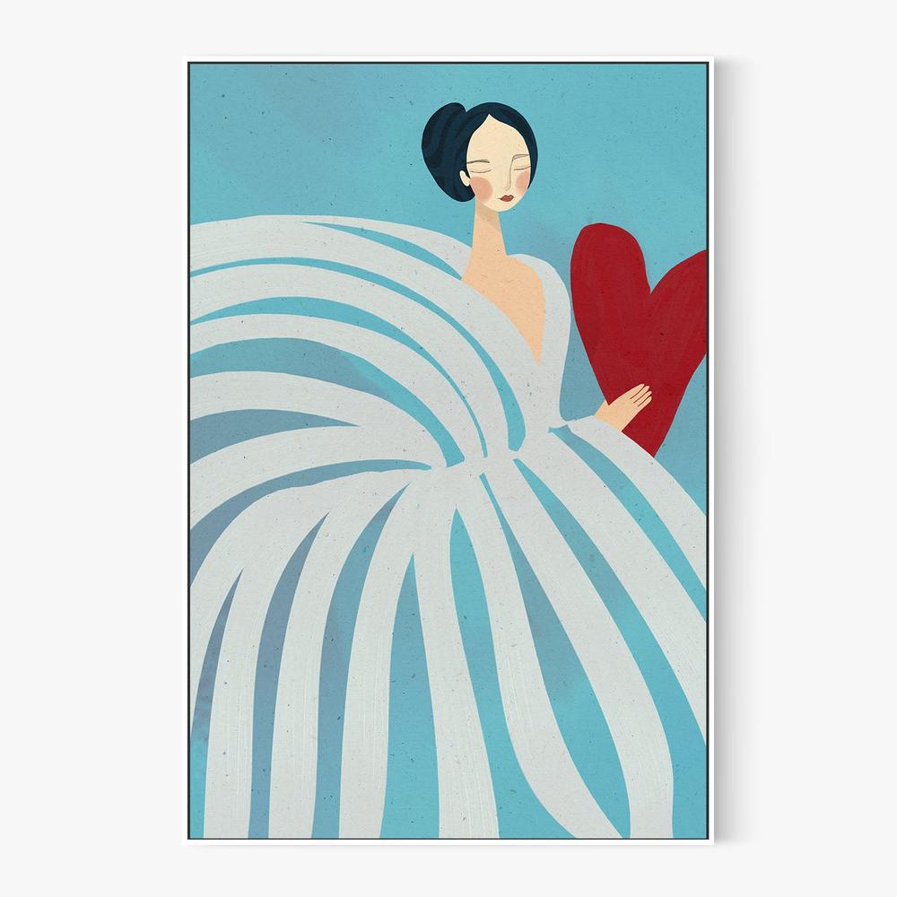 Serene Woman with Heart-by-Essa Van Reis-wall-art-print-canvas-poster-framed-Gioia