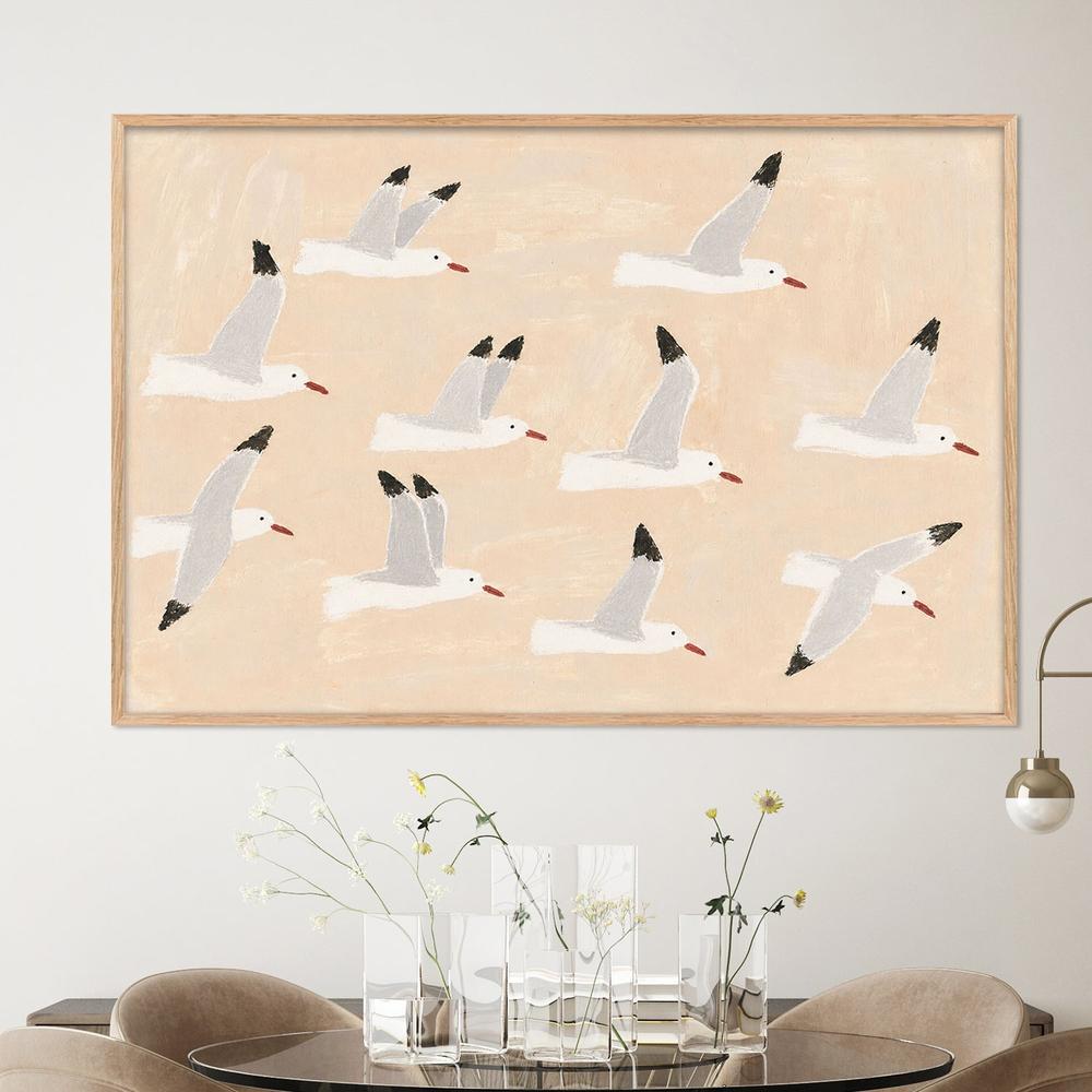 silver gulls-by-Lady Hana-wall-art-print-canvas-poster-framed-Gioia