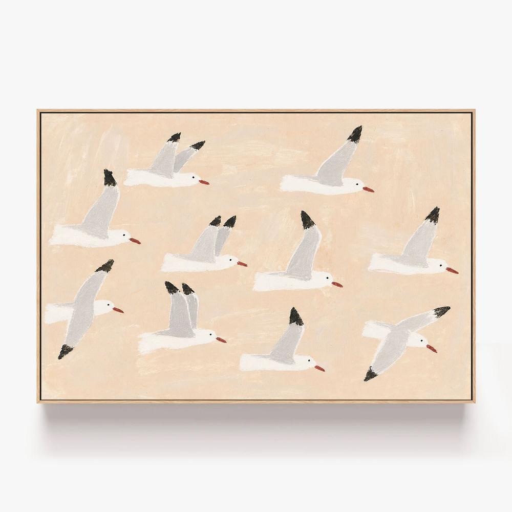 silver gulls-by-Lady Hana-wall-art-print-canvas-poster-framed-Gioia