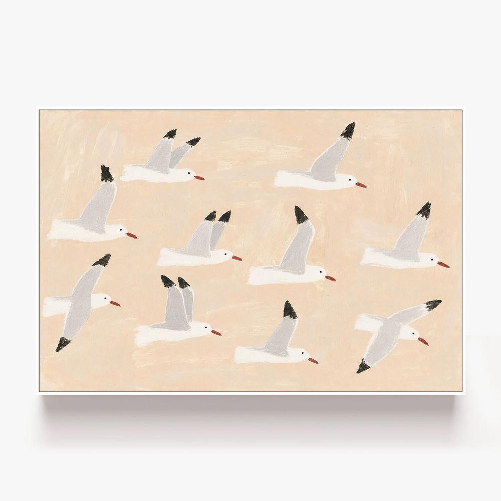 silver gulls-by-Lady Hana-wall-art-print-canvas-poster-framed-Gioia
