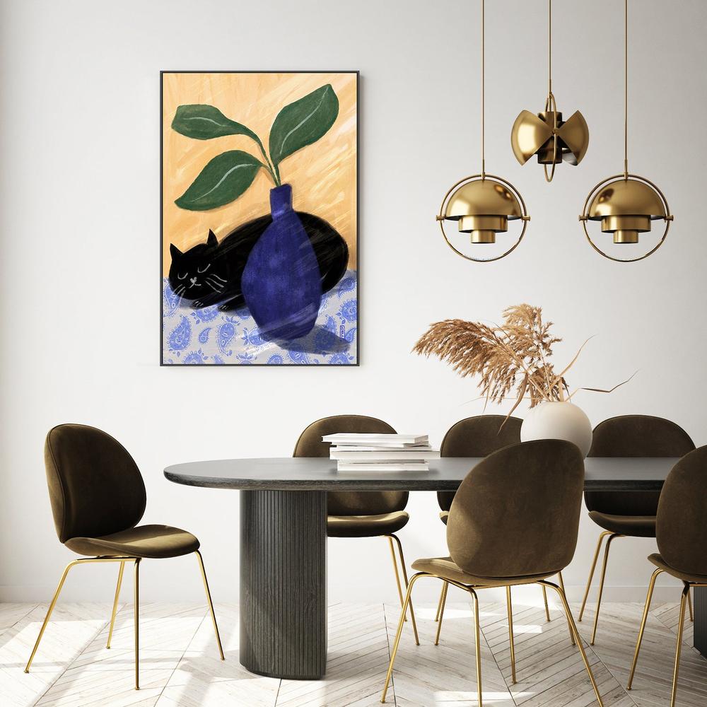 Sleeping Black Cat-by-Dirkie Nell-wall-art-print-canvas-poster-framed-Gioia