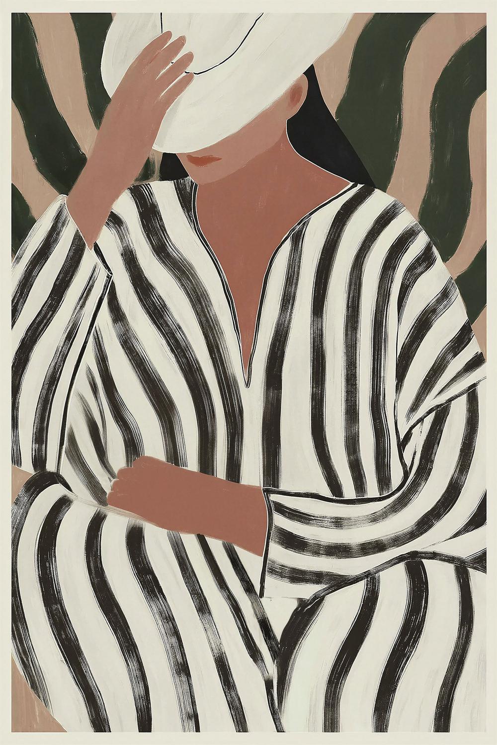 Striped Caftan-by-Lady Hana-wall-art-print-canvas-poster-framed-Gioia