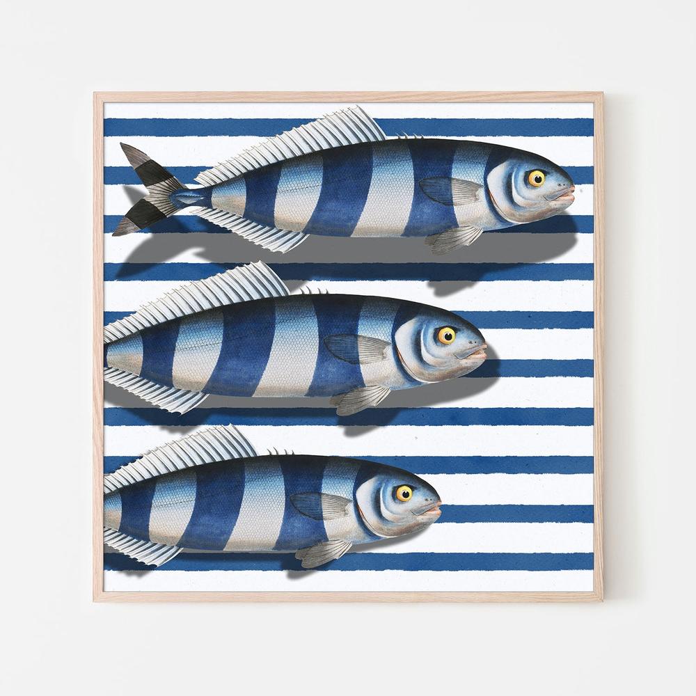 Striped Ocean Fish-by-Marja van den-wall-art-print-canvas-poster-framed-Gioia
