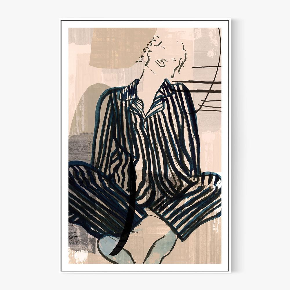 Striped Pajama Lounging Casa-by-cartissi-wall-art-print-canvas-poster-framed-Gioia