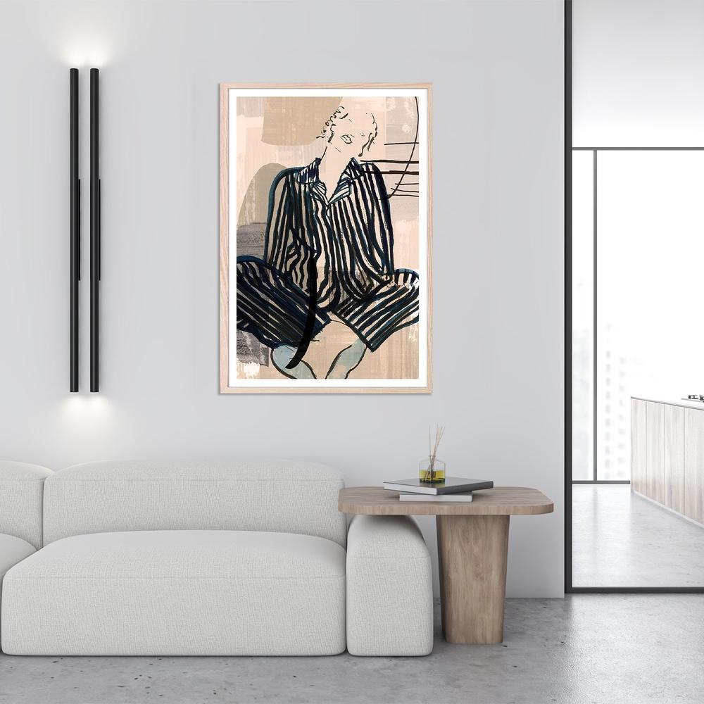 Striped Pajama Lounging Casa-by-cartissi-wall-art-print-canvas-poster-framed-Gioia