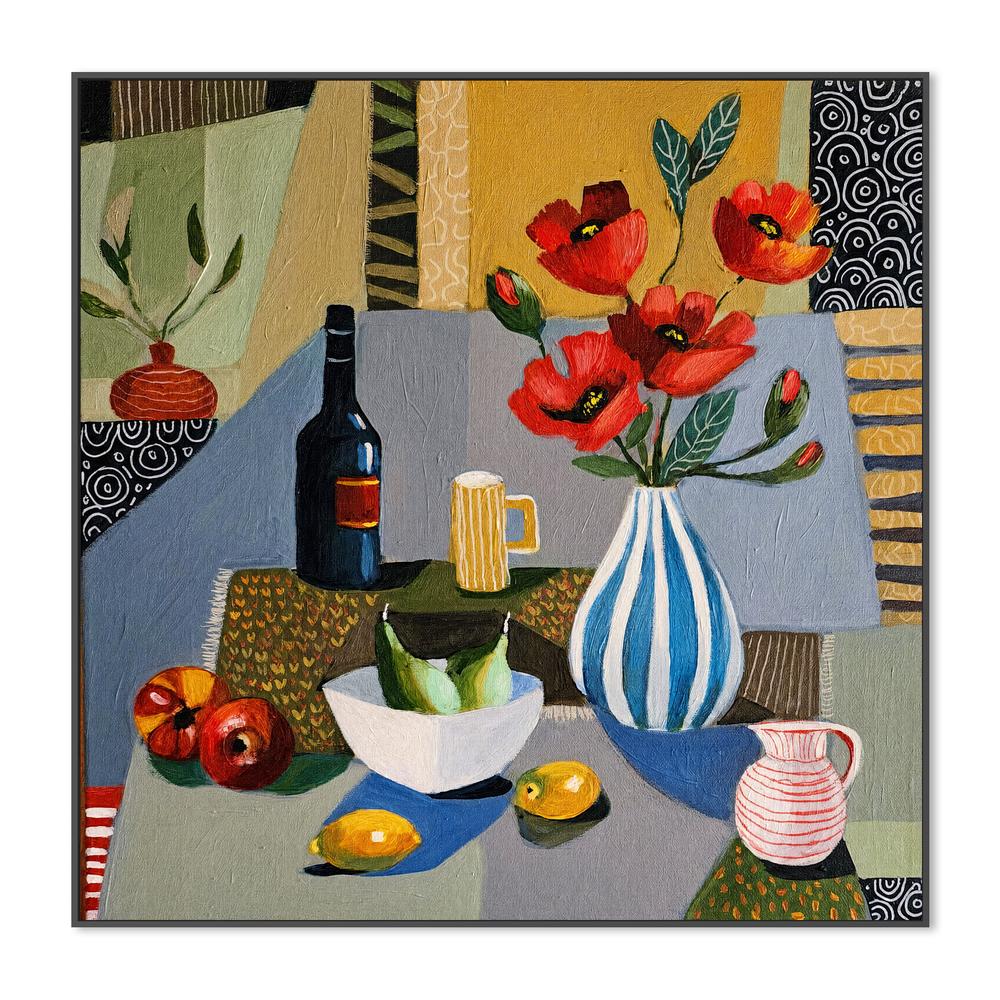Striped Vase with Poppies-by-Susan Trudinger-wall-art-print-canvas-poster-framed-Gioia
