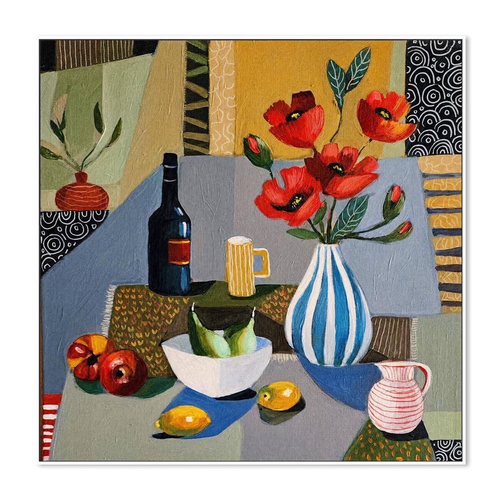 Striped Vase with Poppies-by-Susan Trudinger-wall-art-print-canvas-poster-framed-Gioia