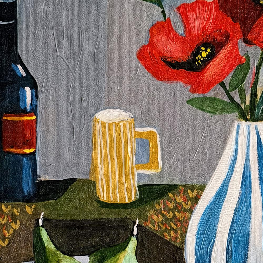 Striped Vase with Poppies-by-Susan Trudinger-wall-art-print-canvas-poster-framed-Gioia