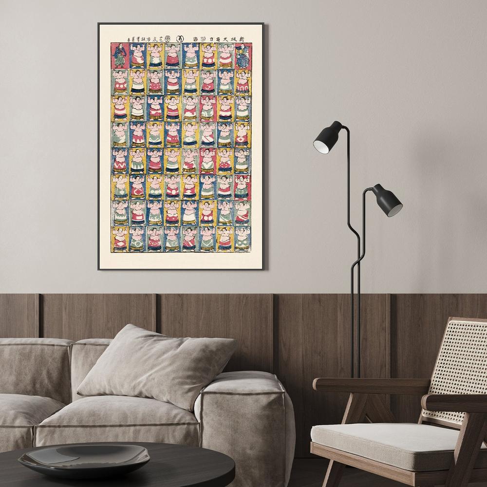 Sumo Wrestlers (1852)-by-utagawa Yoshikazu-wall-art-print-canvas-poster-framed-Gioia