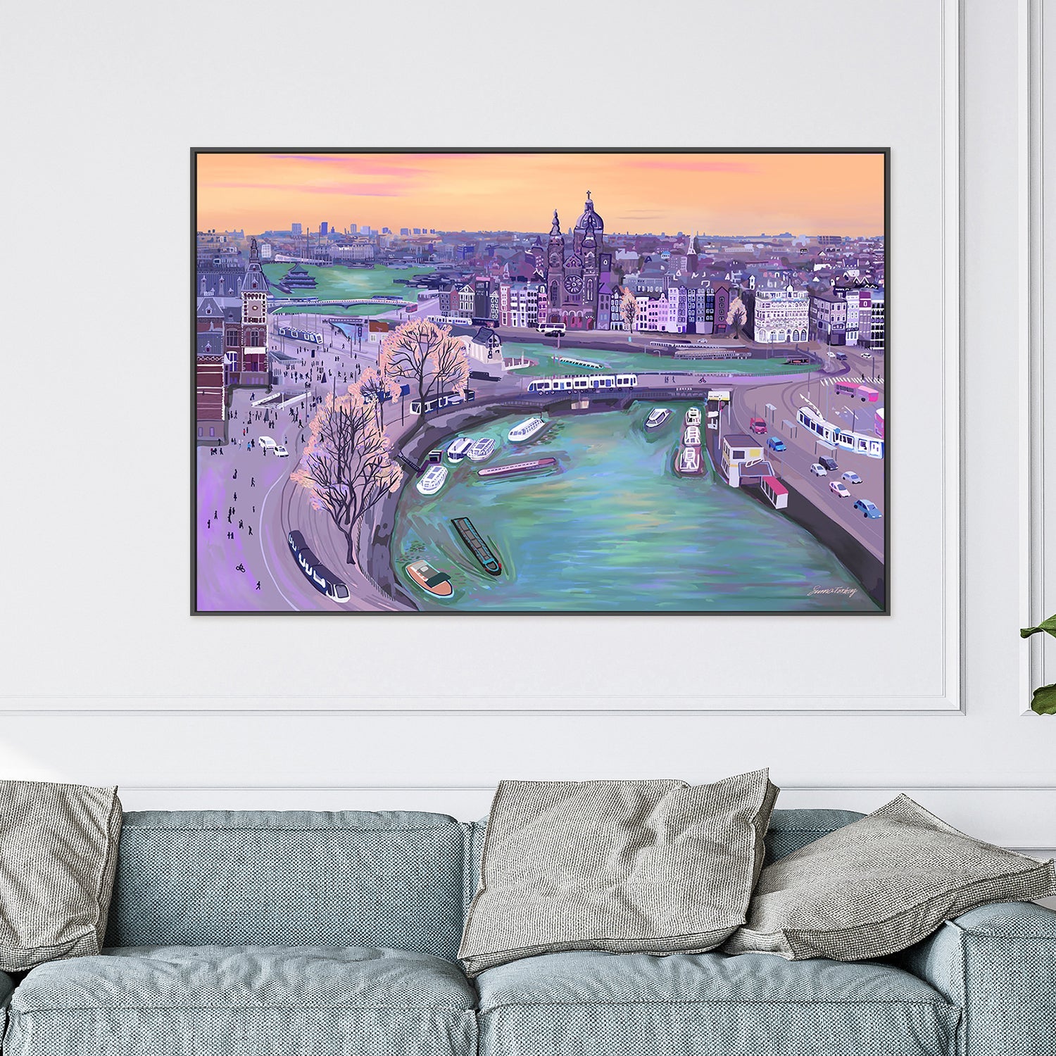 Sunrisein Amsterdam-by-Emma Forsberg-wall-art-print-canvas-poster-framed-Gioia