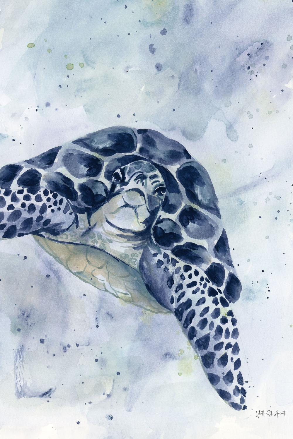 Swimming Sea Turtle-by-Yvette St. Amant-wall-art-print-canvas-poster-framed-Gioia