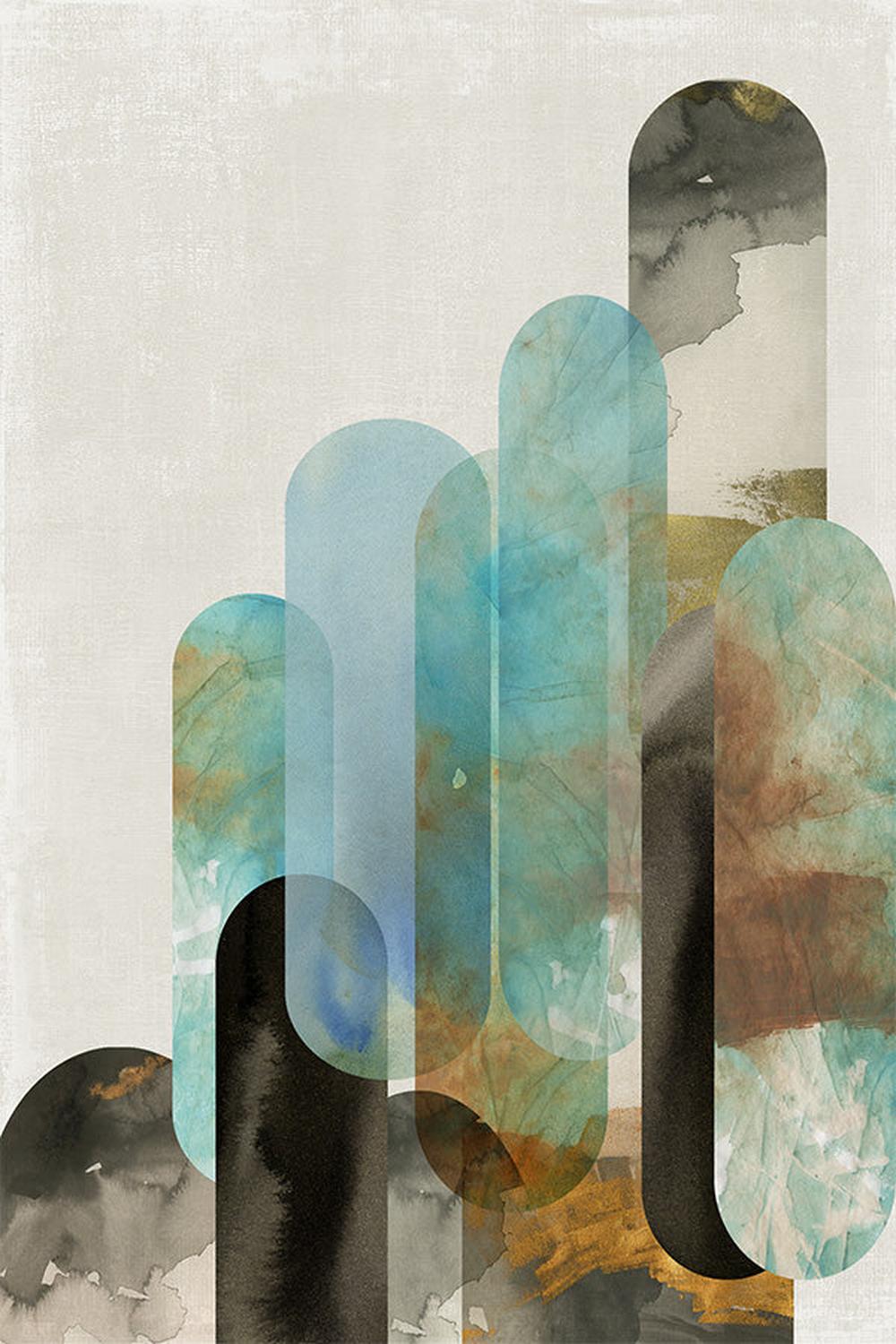 Teal Arches, Style A & B, Set Of 2-by-Tom Reeves-wall-art-print-canvas-poster-framed-Gioia