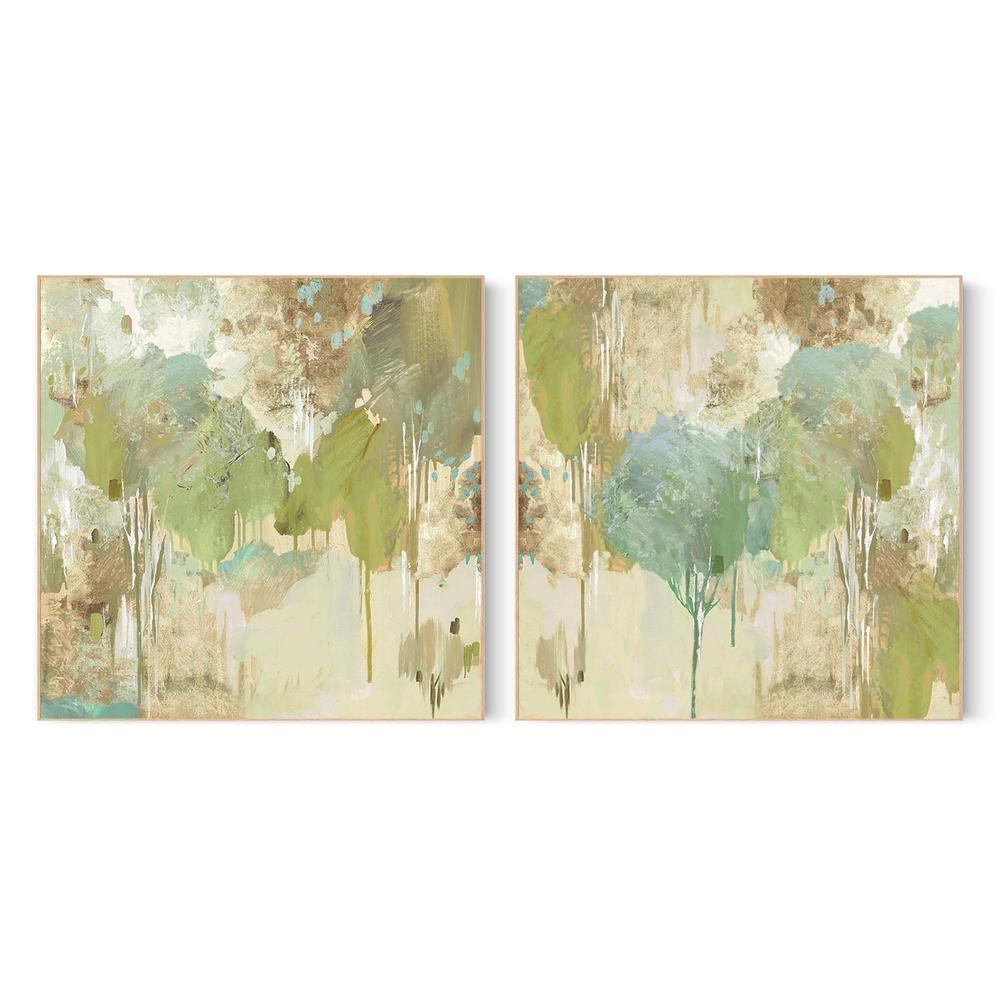 Teal Forest , Style A & B , Set Of 2-by-Lera-wall-art-print-canvas-poster-framed-Gioia