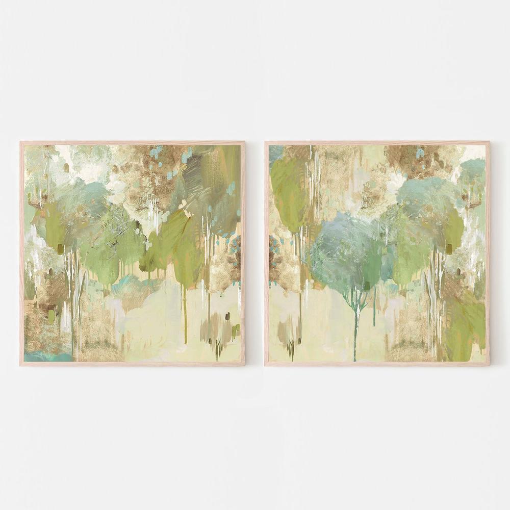 Teal Forest , Style A & B , Set Of 2-by-Lera-wall-art-print-canvas-poster-framed-Gioia