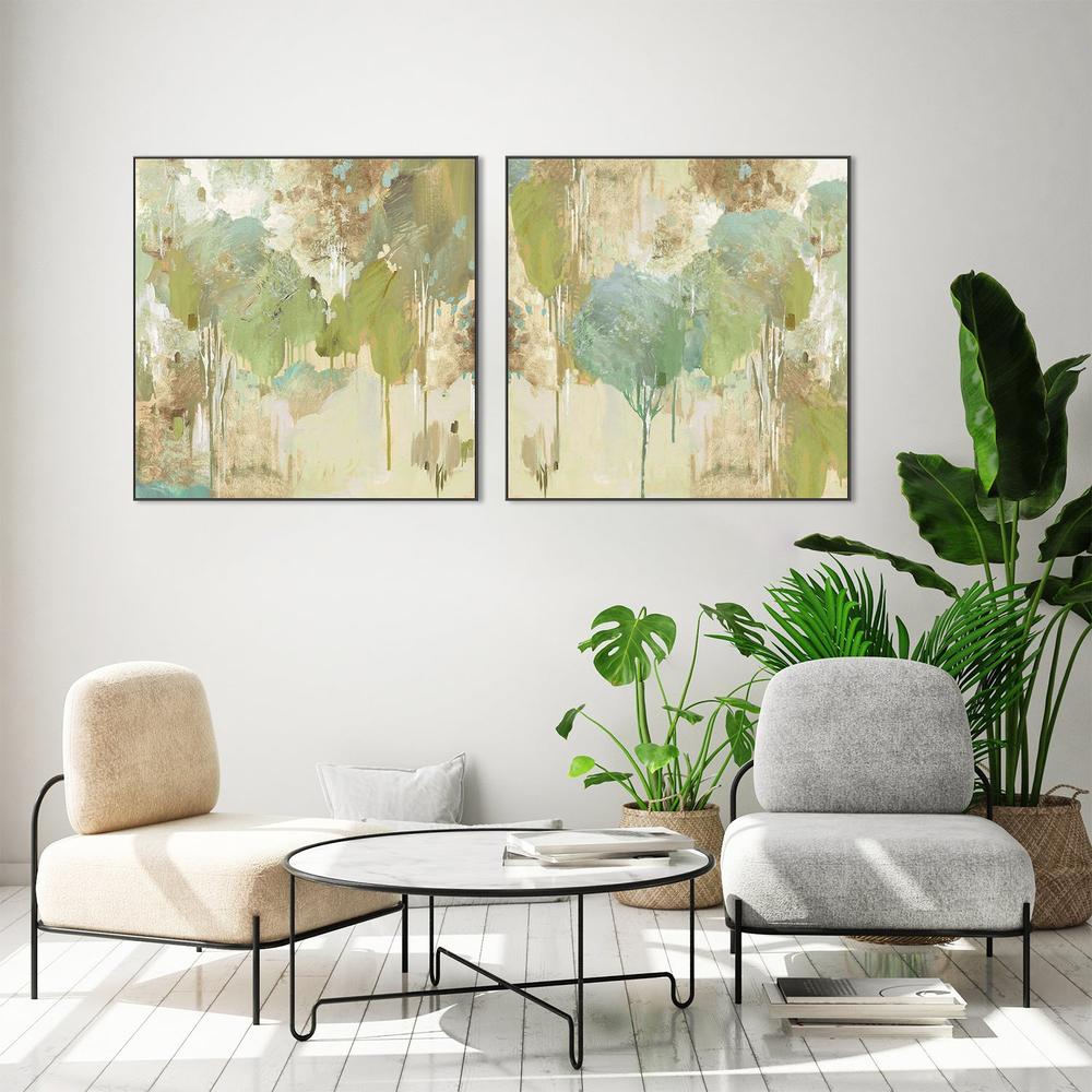 Teal Forest , Style A & B , Set Of 2-by-Lera-wall-art-print-canvas-poster-framed-Gioia