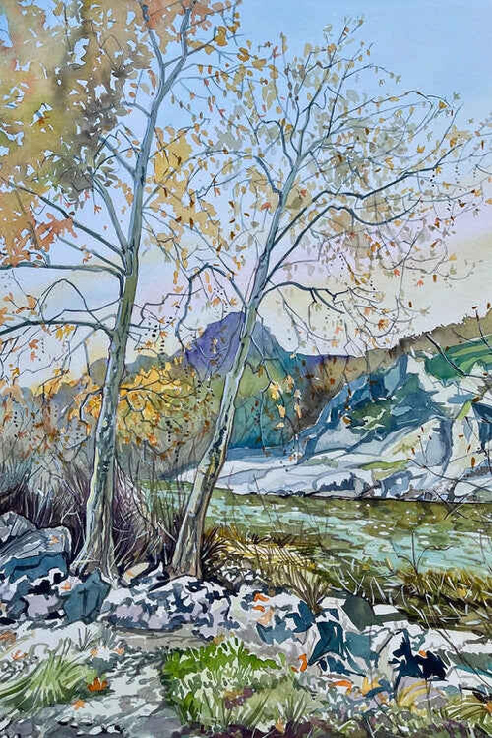 Tranquil Autumn River & Tranquil Nature Trail, Set Of 2-by-Luisa Millicent-wall-art-print-canvas-poster-framed-Gioia