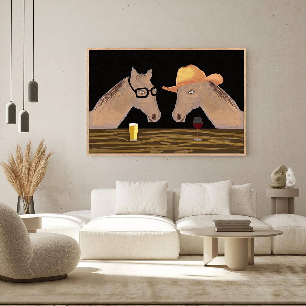 Two Horses at the Bar-by-Sharyn Bursic-wall-art-print-canvas-poster-framed-Gioia