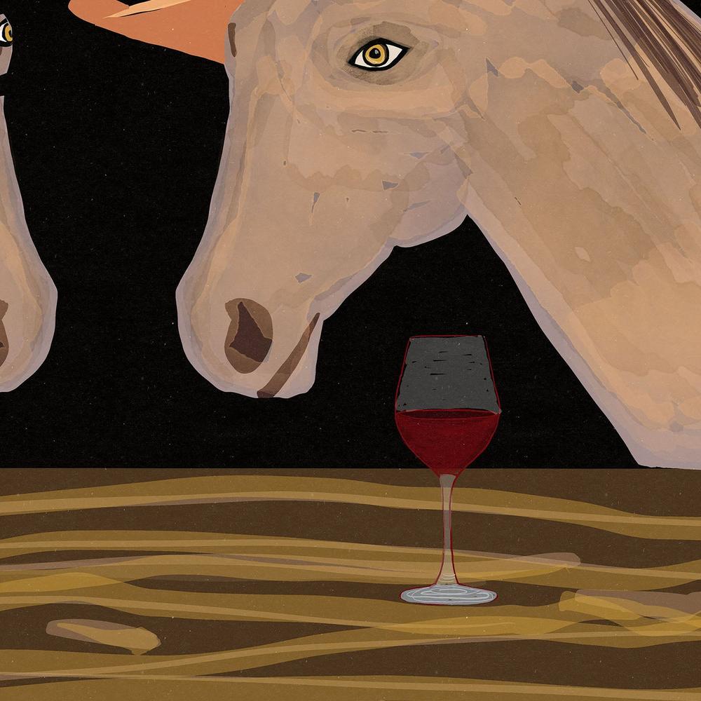 Two Horses at the Bar-by-Sharyn Bursic-wall-art-print-canvas-poster-framed-Gioia