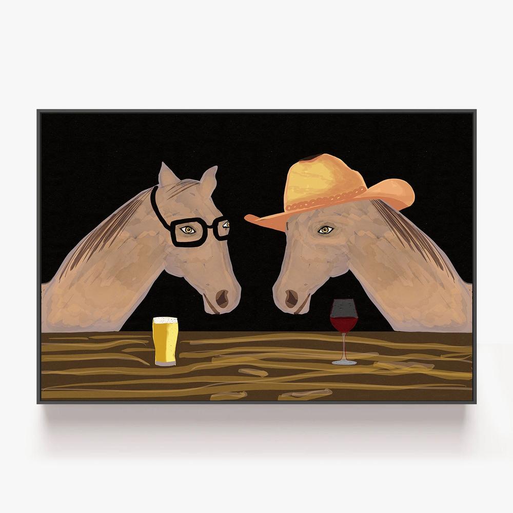 Two Horses at the Bar-by-Sharyn Bursic-wall-art-print-canvas-poster-framed-Gioia