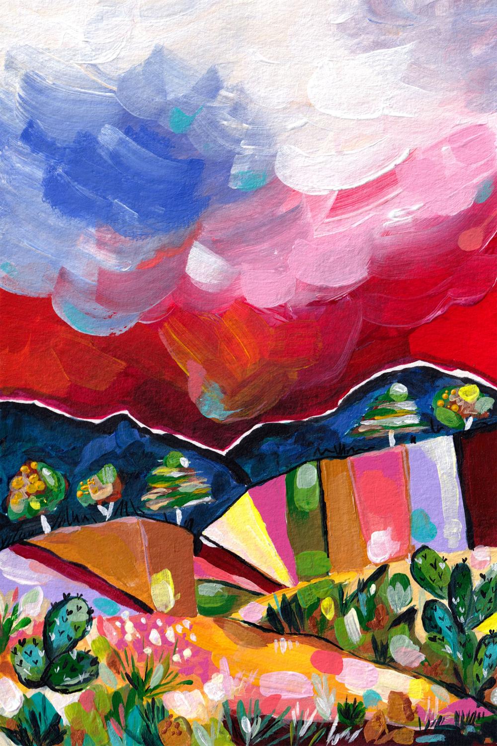 Vibrant Desert Landscape-by-Dirkie Nell-wall-art-print-canvas-poster-framed-Gioia