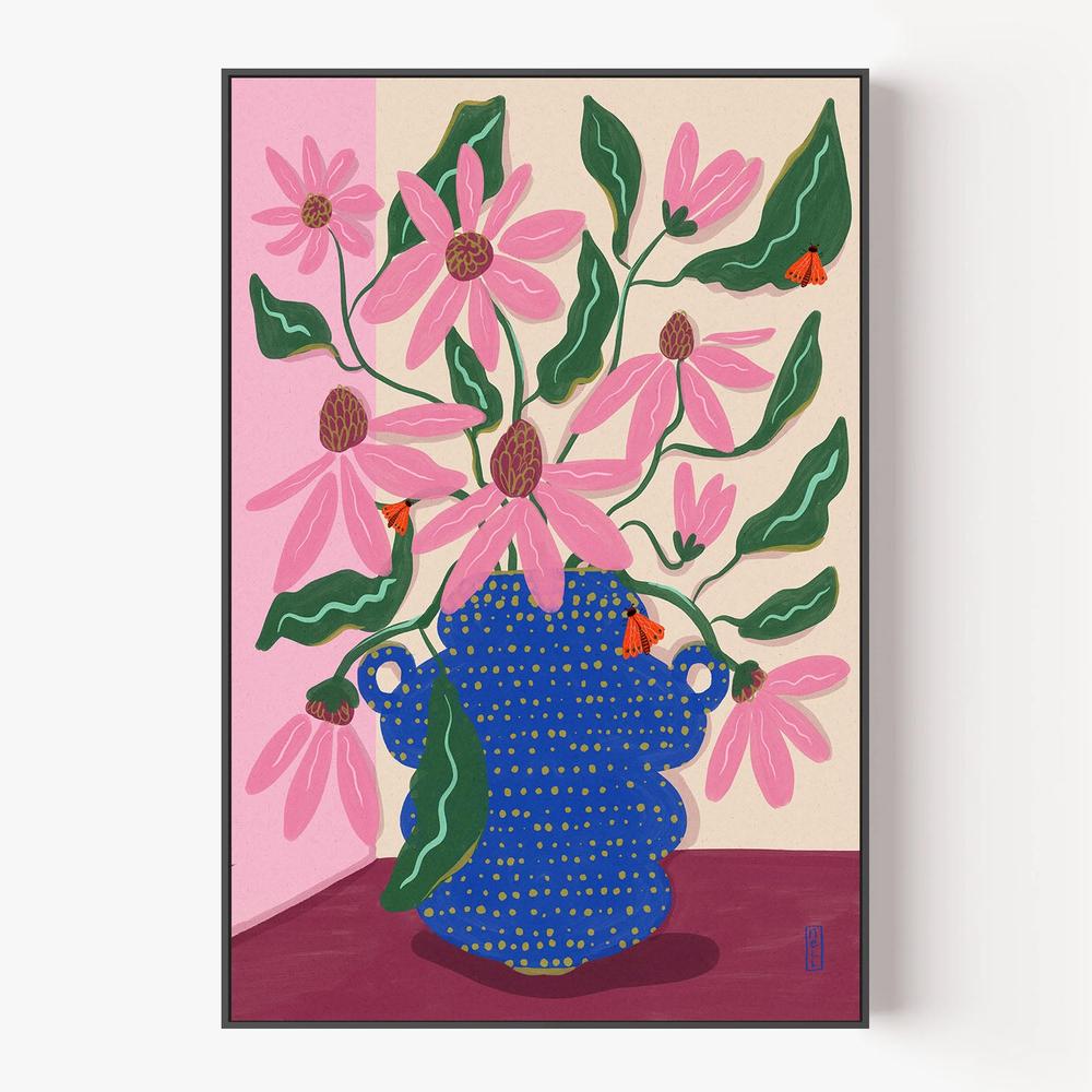 Vibrant Pink Blooms-by-Dirkie Nell-wall-art-print-canvas-poster-framed-Gioia
