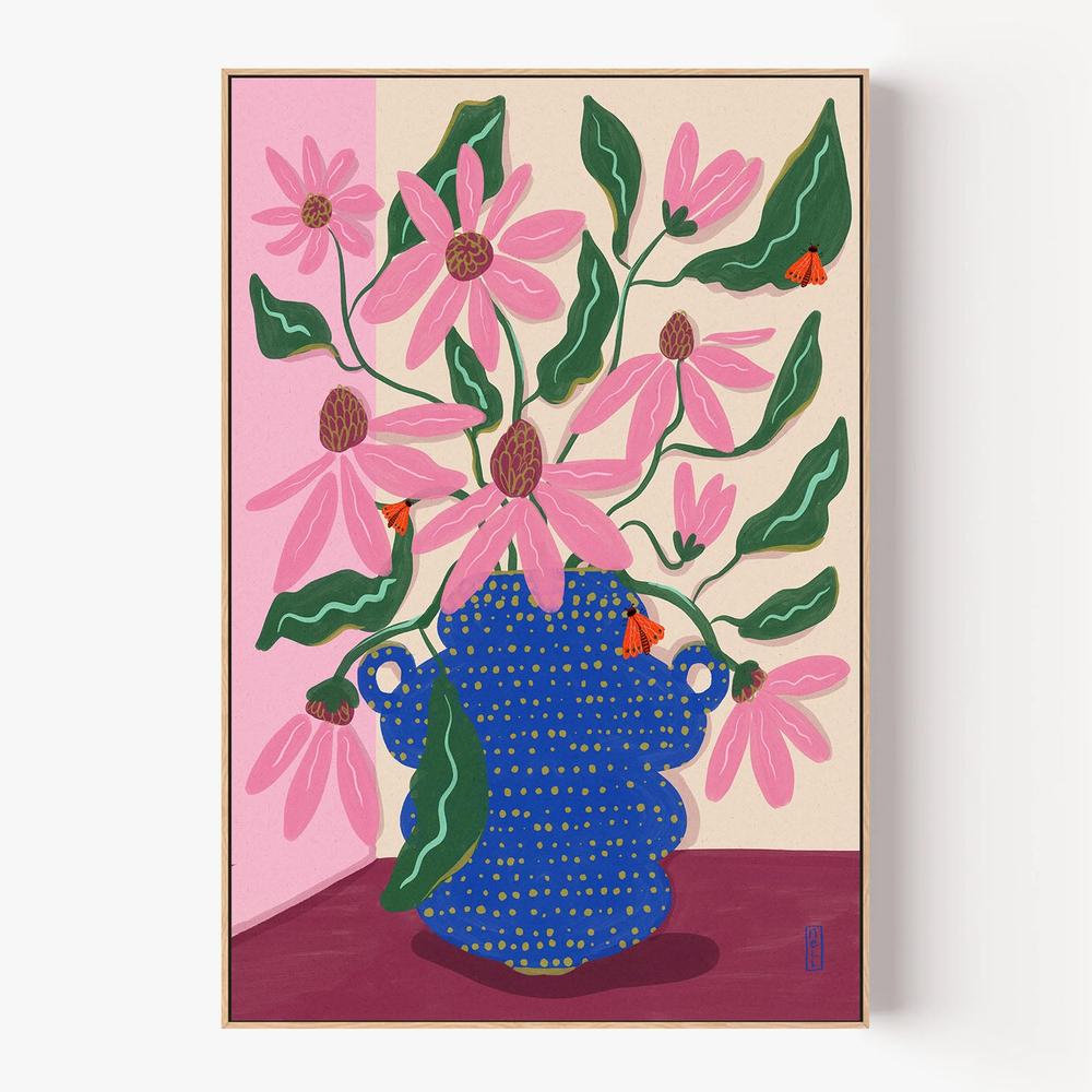 Vibrant Pink Blooms-by-Dirkie Nell-wall-art-print-canvas-poster-framed-Gioia