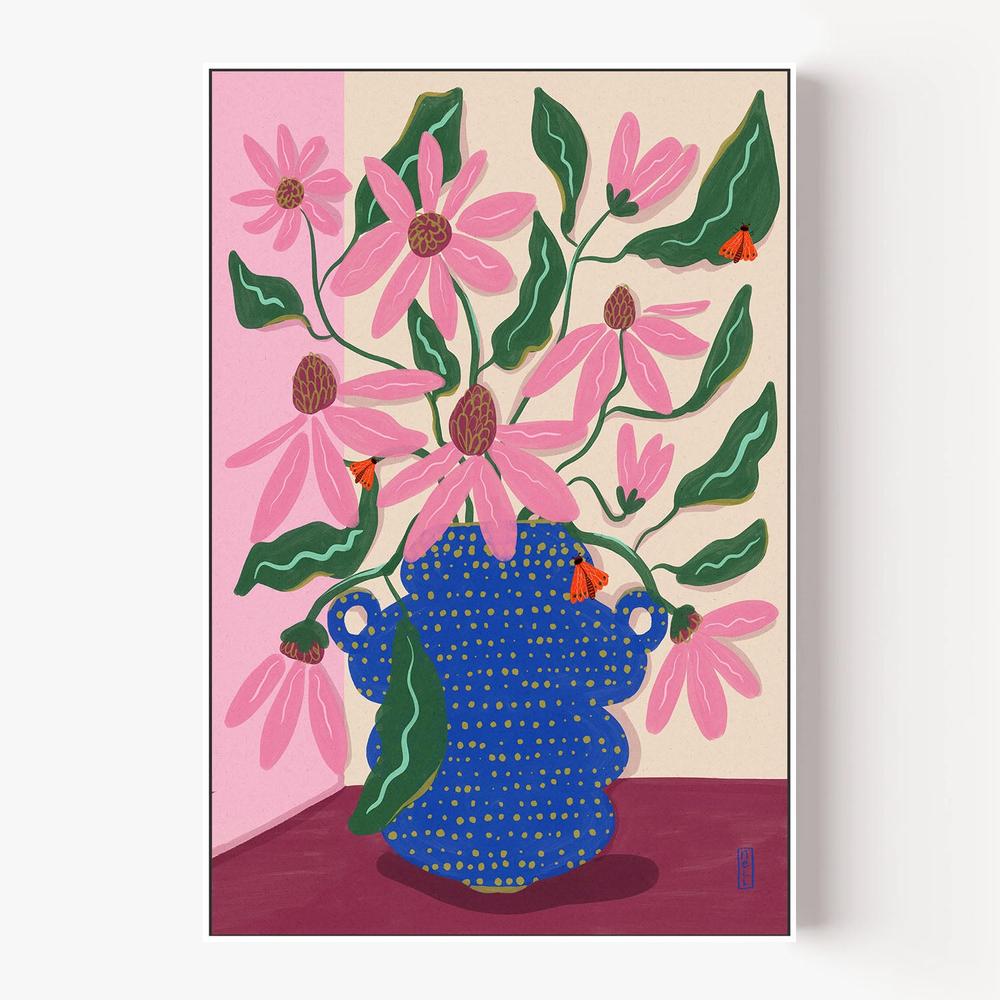 Vibrant Pink Blooms-by-Dirkie Nell-wall-art-print-canvas-poster-framed-Gioia