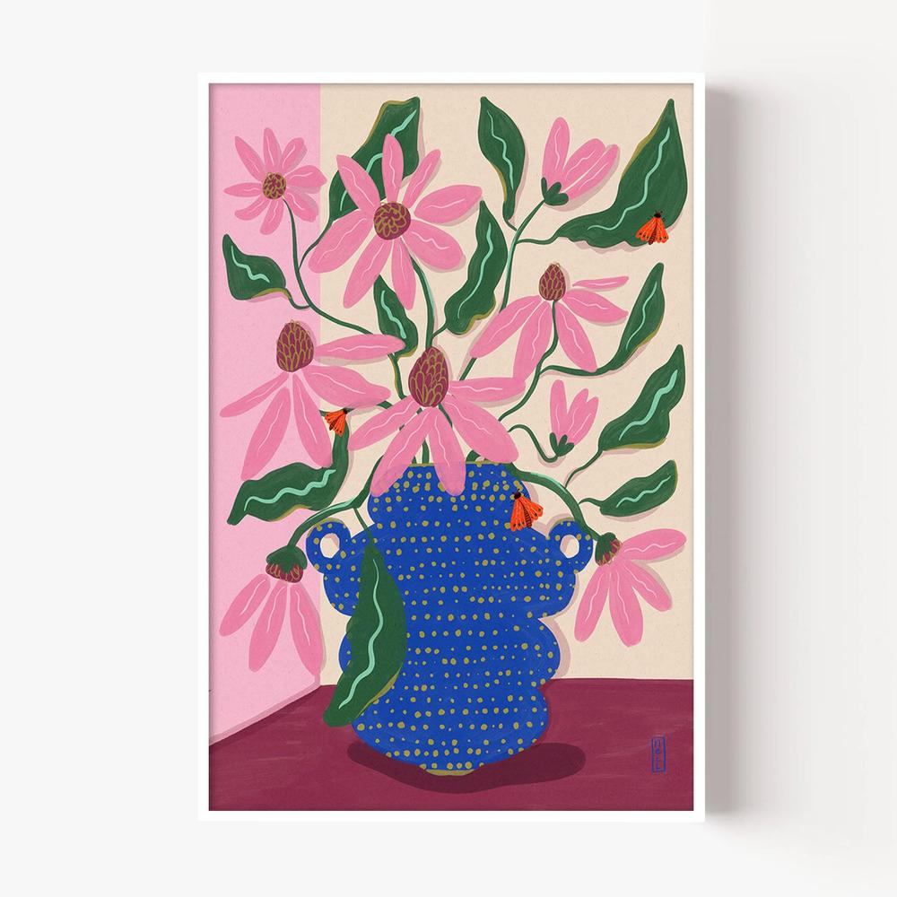 Vibrant Pink Blooms-by-Dirkie Nell-wall-art-print-canvas-poster-framed-Gioia