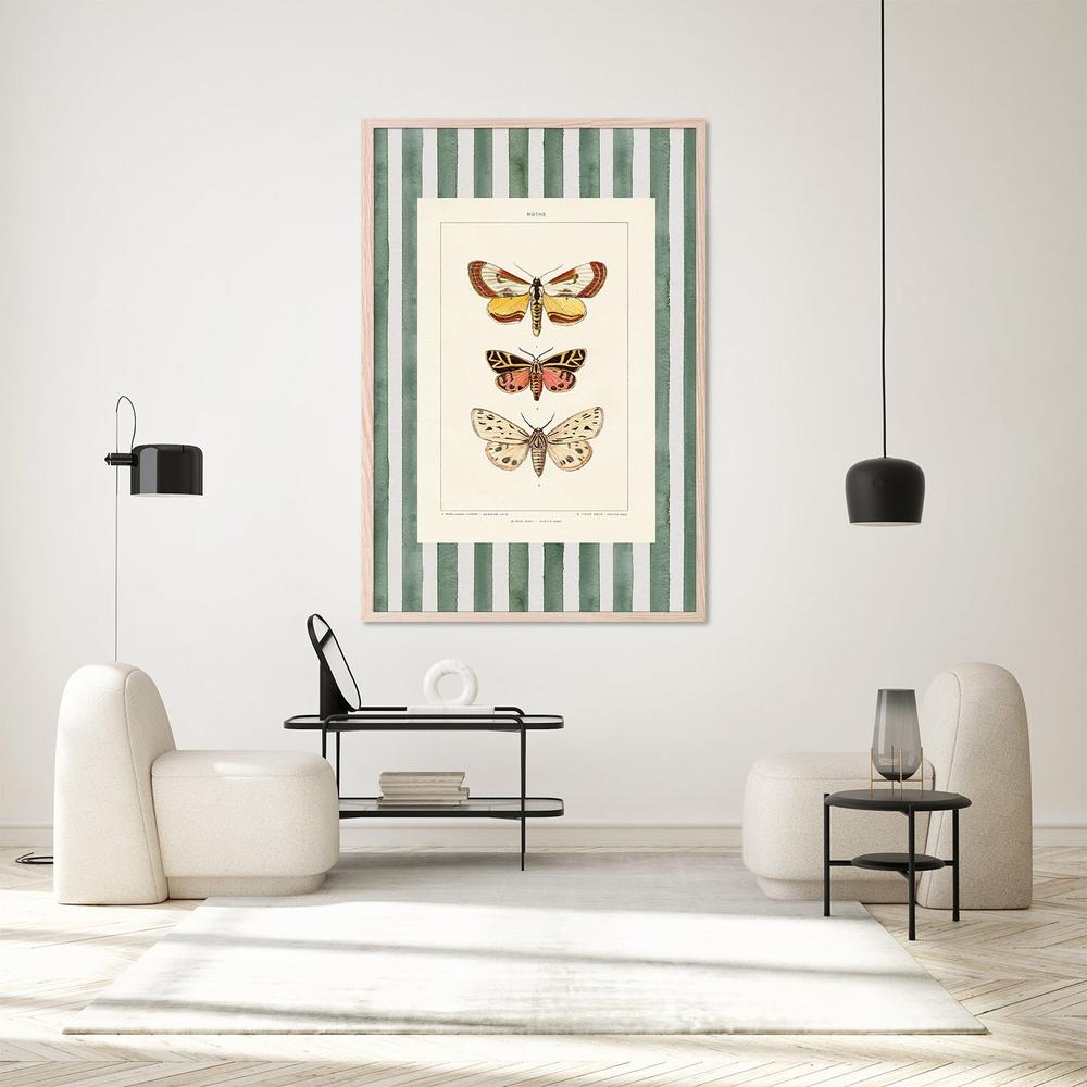 Vintage Moths Stripe, Style B-by-Wild Apple Portfolio-wall-art-print-canvas-poster-framed-Gioia