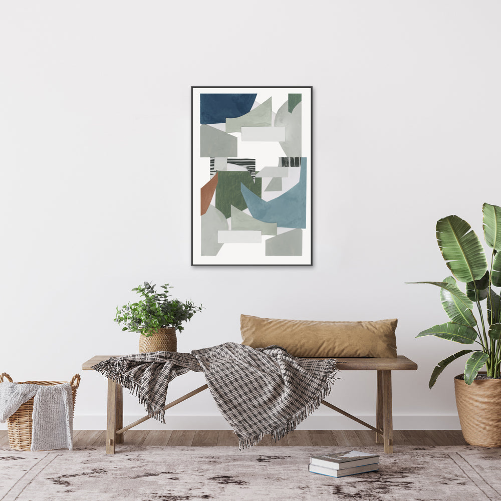 wall-art-print-canvas-poster-framed-A Blue Green Abstract Jugs , Style A, By Cartissi-2