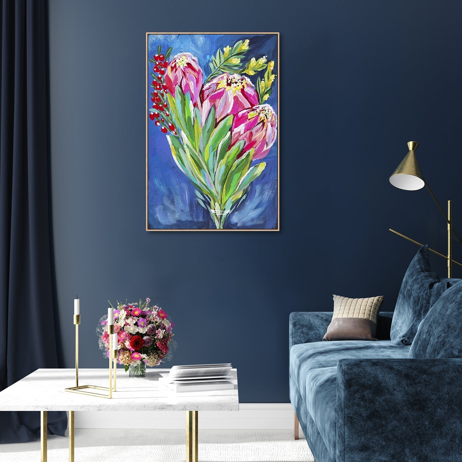 wall-art-print-canvas-poster-framed-A Bunch Of Proteas-by-Lia Nell-Gioia Wall Art