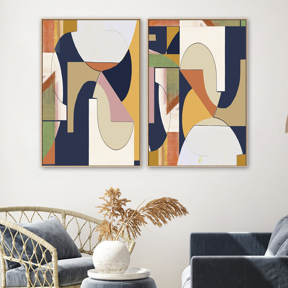 wall-art-print-canvas-poster-framed-A Burgandy Abstract , Style A & B , Set Of 2 , By Cartissi , By cartissi-1