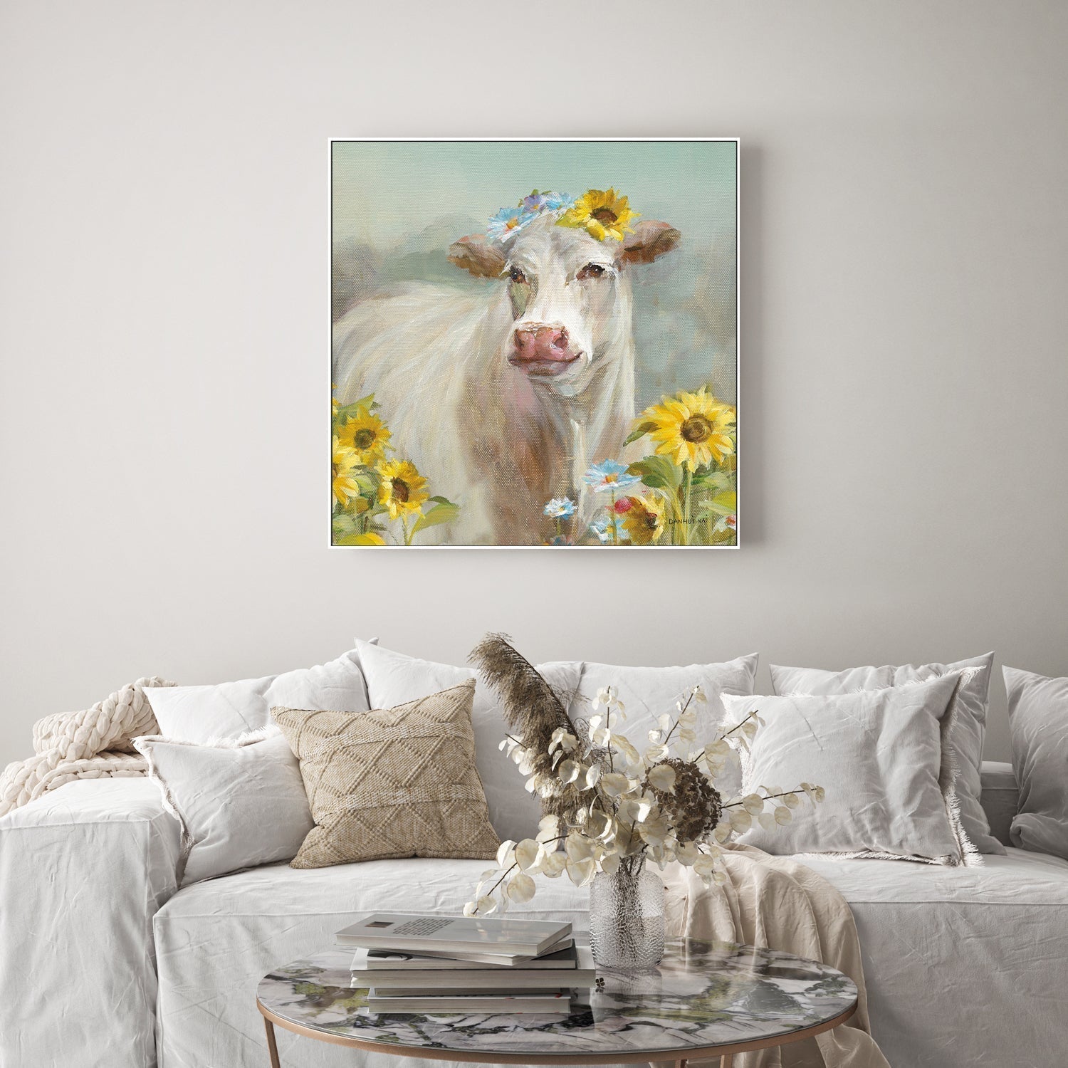 wall-art-print-canvas-poster-framed-A Cow in a Crown-by-Danhui Nai-Gioia Wall Art