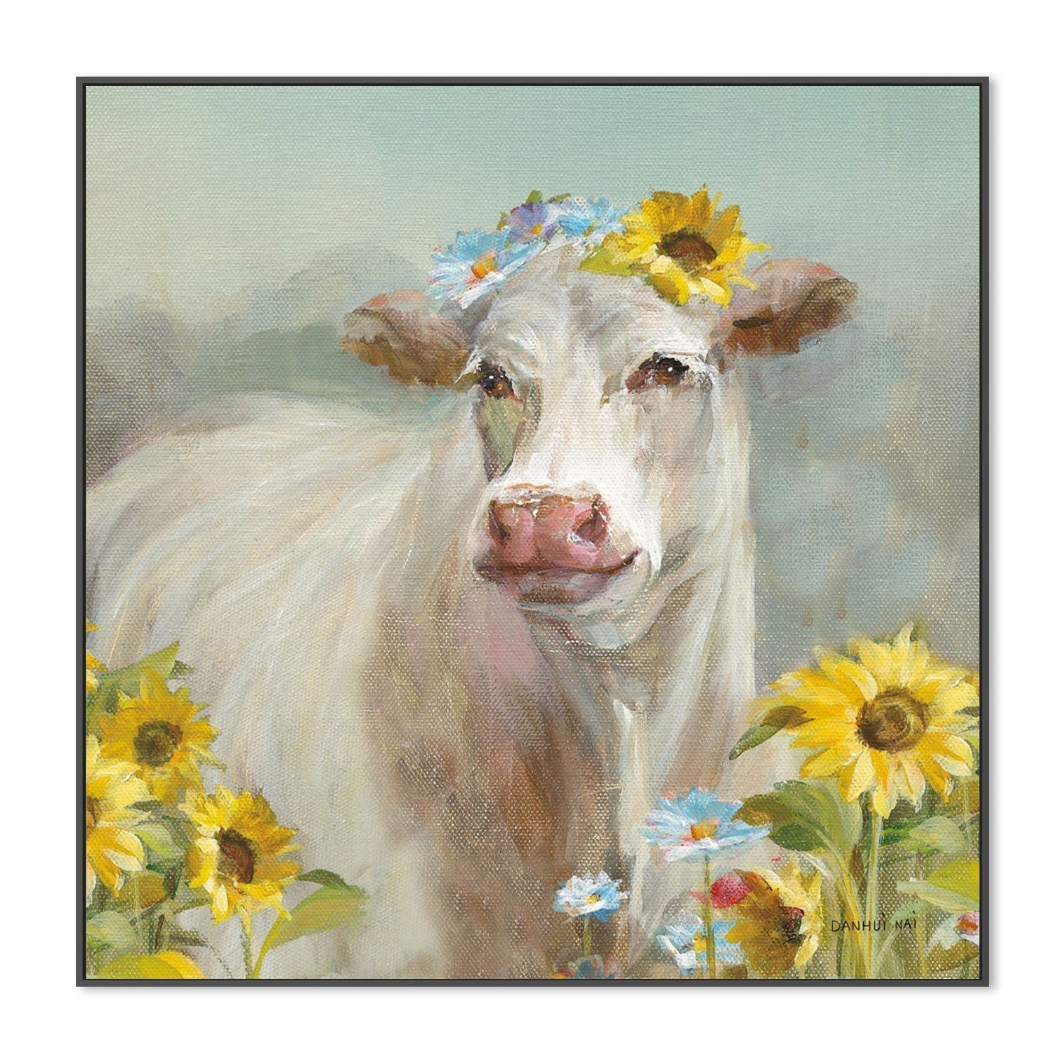 wall-art-print-canvas-poster-framed-A Cow in a Crown-by-Danhui Nai-Gioia Wall Art