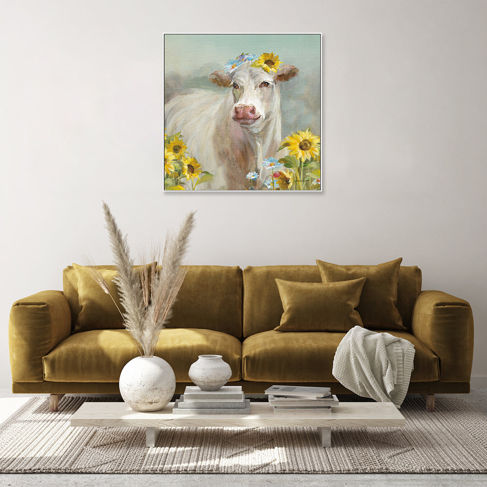 wall-art-print-canvas-poster-framed-A Cow in a Crown-by-Danhui Nai-Gioia Wall Art