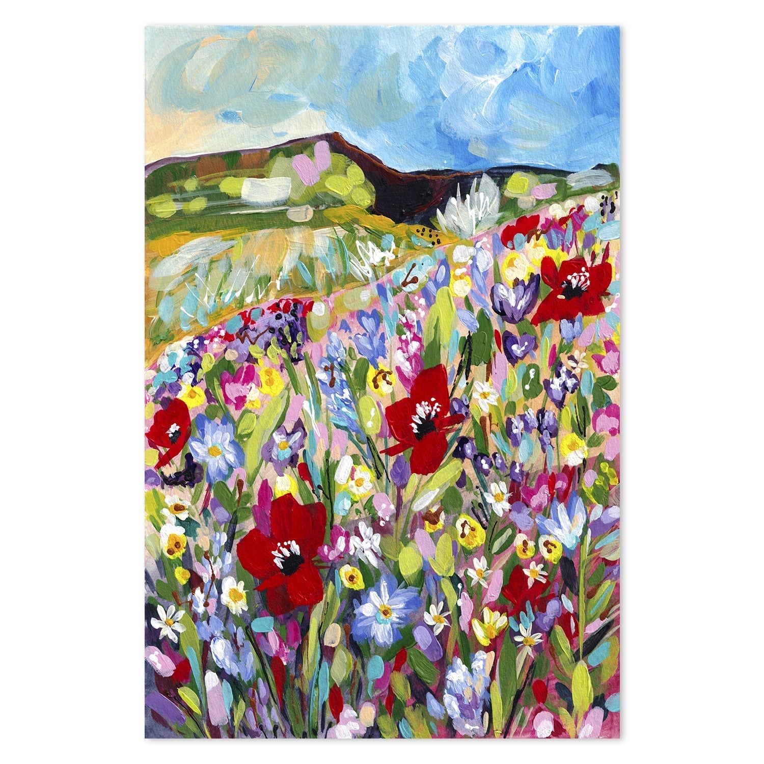 wall-art-print-canvas-poster-framed-A Field Of Wild Flowers Dotted With Poppies-by-Lia Nell-Gioia Wall Art
