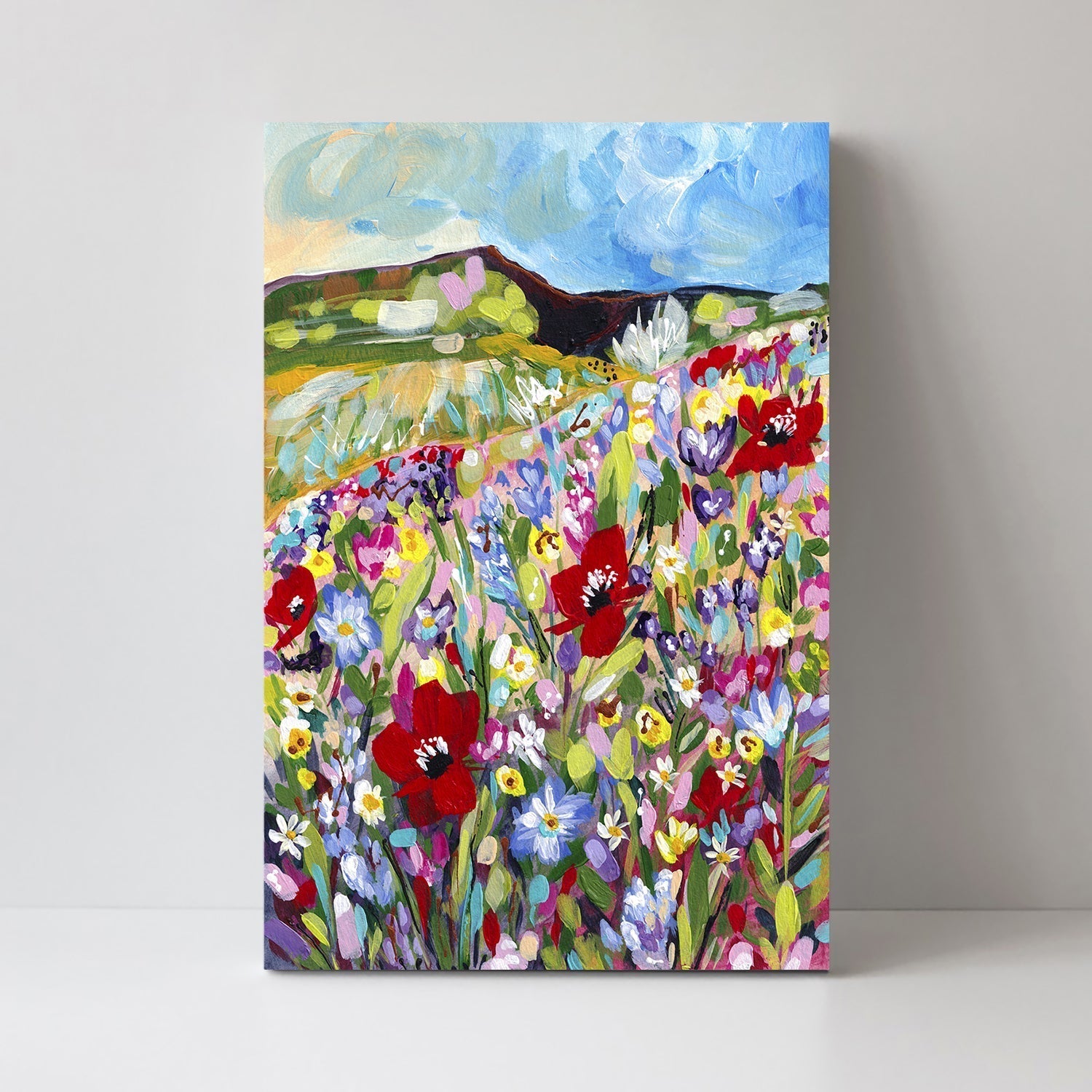 wall-art-print-canvas-poster-framed-A Field Of Wild Flowers Dotted With Poppies-by-Lia Nell-Gioia Wall Art