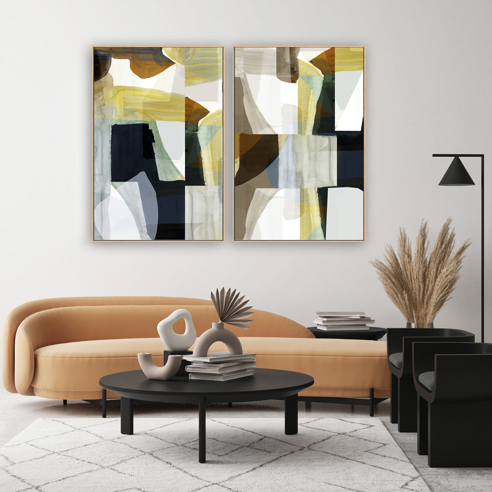 wall-art-print-canvas-poster-framed-A Fragmented Harmony , Style A & B , Set Of 2 , By Cartissi , By cartissi-1