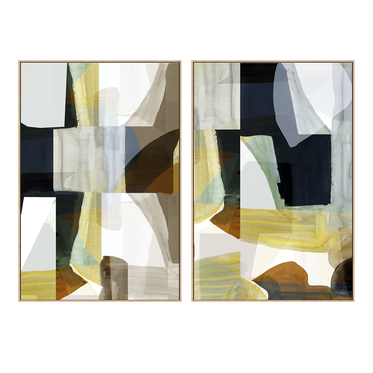 wall-art-print-canvas-poster-framed-A Fragmented Harmony , Style A & B , Set Of 2 , By Cartissi , By cartissi-3